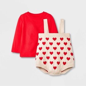 ⭐️ Baby Girls' Valentine's Day Heart Sweater Set -Cat & Jack™ Red 6-9M.